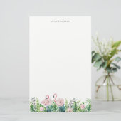 Botanische roze flamingo Floral Garland Custom Briefpapier (Staand voorkant)