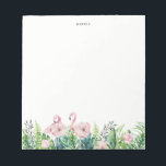 Botanische roze flamingo Floral Garland Custom Notitieblok<br><div class="desc">Botanische roze flamingo Floral Garland Custom Notitieblok | Een waterverf van een vrouwelijk en griesachtig notitieblok illustraties van wazige roze bloemen,  flamingo en tropische bladeren. Dit zal een perfect tropisch accent zijn voor je kantoor.</div>