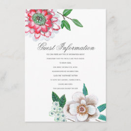 Botanische roze Floral Guest-informatiekaart Informatiekaartje