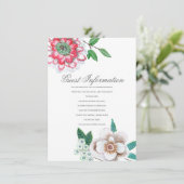 Botanische roze Floral Guest-informatiekaart Informatiekaartje (Staand voorkant)
