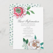 Botanische roze Floral Guest-informatiekaart Informatiekaartje (Voorkant / Achterkant)