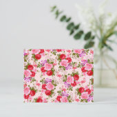 Botanische roze florale waterverf flamingo briefkaart (Staand voorkant)