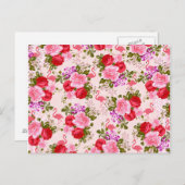 Botanische roze florale waterverf flamingo briefkaart (Voorkant / Achterkant)