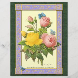 Botanische Roze Gele Rozen Aangepaste Flyer