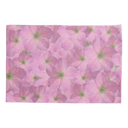 botanische roze geranium kussensloop (Achterkant)