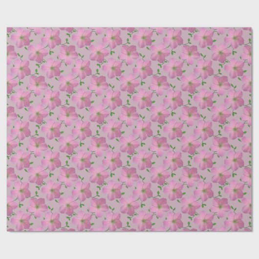 Botanische roze geraniumventiel op elke kleur cadeaupapier (Vlak)