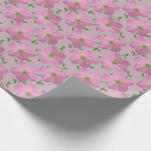 Botanische roze geraniumventiel op elke kleur cadeaupapier (Hoek)