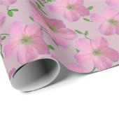 Botanische roze geraniumventiel op elke kleur cadeaupapier (Rol Hoek)
