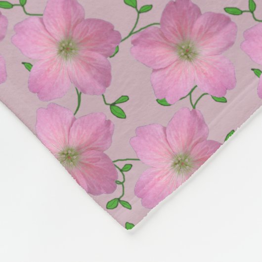 Botanische roze geraniumventiel op elke kleur fleece deken (Hoek)