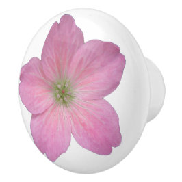 Botanische roze geraniumventiel op elke kleur keramische knop