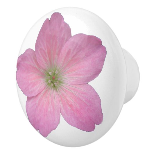 Botanische roze geraniumventiel op elke kleur keramische knop (Rechts)