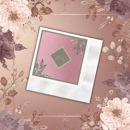 Botanische Roze Glitter Glam Bruiloft Servet