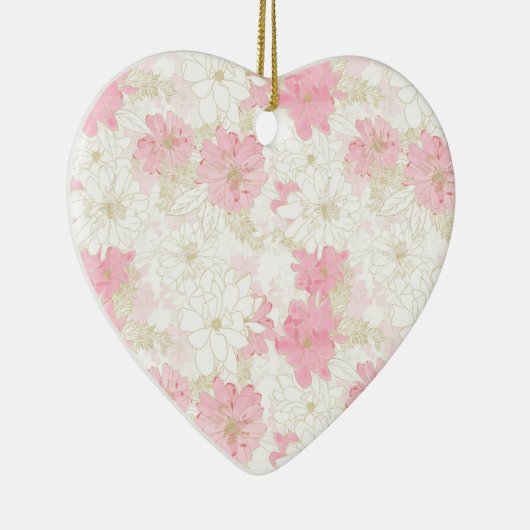 Botanische roze gouden bloemen keramisch ornament (Rechts)