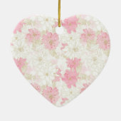 Botanische roze gouden bloemen keramisch ornament (Achterkant)