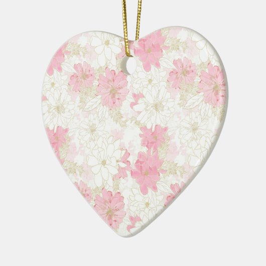 Botanische roze gouden bloemen keramisch ornament (Links)