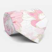 Botanische roze gouden bloemen stropdas (Opgerold)