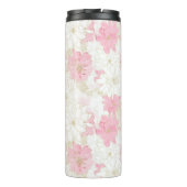 Botanische roze gouden bloemen thermosbeker (Achterkant)