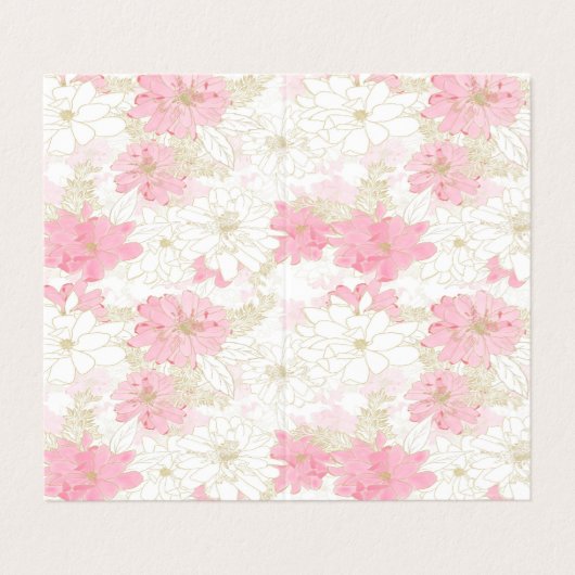 Botanische roze gouden bloemen visitekaartje (Buitenkant ongevouwen)