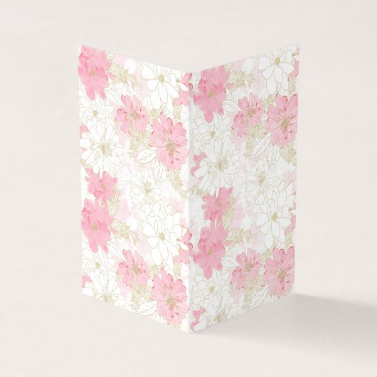 Botanische roze gouden bloemen visitekaartje (Buitenkant)