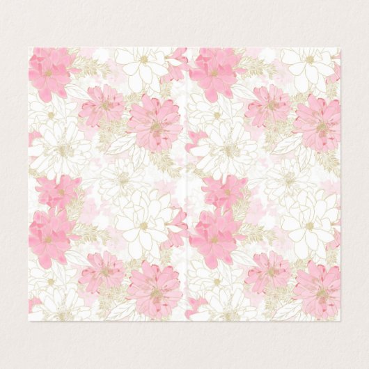Botanische roze gouden bloemen visitekaartje (Binnenkant ongevouwen)