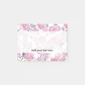 Botanische roze grijze waterverf romantische rozen post-it® notes (Voorkant)