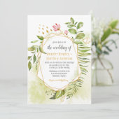 Botanische roze groene gouden geometrische Lijst b Kaart (Staand voorkant)