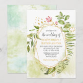 Botanische roze groene gouden geometrische Lijst b Kaart (Voorkant / Achterkant)