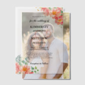 Botanische roze groene waterverf bloemenbruiloft vellum uitnodigingen (Offset (Koppel))