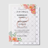 Botanische roze groene waterverf bloemenbruiloft vellum uitnodigingen (Offset (Uitnodiging))