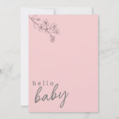 Botanische roze Hallo Baby Aankondiging (Achterkant)