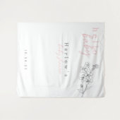 Botanische roze Hallo Baby Baby shower banner Wandkleed (Voorkant (horizontaal))