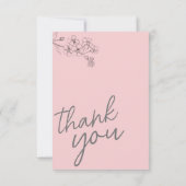 Botanische roze Hallo Baby Baby shower Dank je wel Bedankkaart (Achterkant)