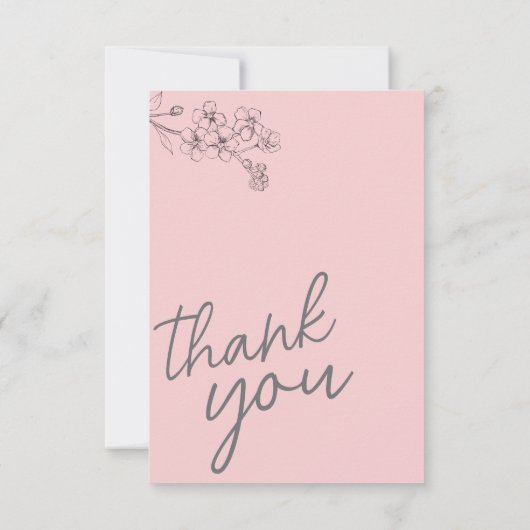 Botanische roze Hallo Baby Baby shower Dank je wel Bedankkaart (Achterkant)