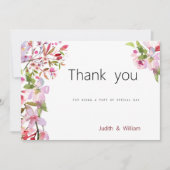 Botanische roze kersenbloesem zomer Bedankt Kaart (Voorkant)