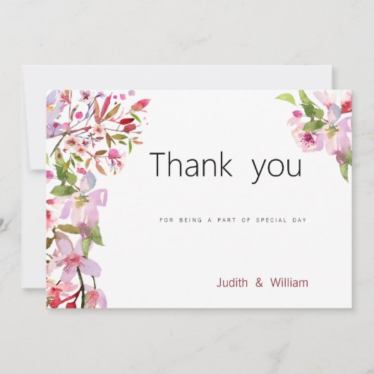 Botanische roze kersenbloesem zomer Bedankt Kaart (Voorkant)