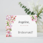 Botanische roze kersenbloesem zomer Bruidsmeisje Kaart (Staand voorkant)