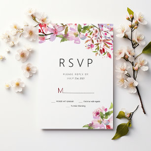 Botanische roze kersenbloesem zomer RSVP Kaart