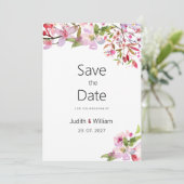 Botanische roze kersenbloesem zomer Save the Date Kaart (Staand voorkant)