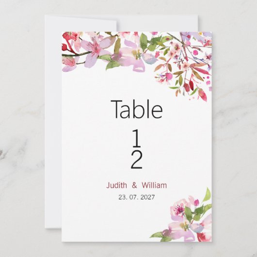 Botanische roze kersenbloesem zomer Tafelnummers (Voorkant)
