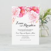 Botanische roze, klassieker, florale bruiloft kaart (Staand voorkant)