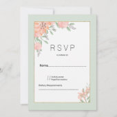 Botanische roze koraal mint lente bloemen RSVP Kaart (Voorkant)