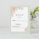 Botanische roze koraal mint lente bloemen RSVP Kaart (Staand voorkant)
