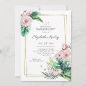 Botanische roze Lijst GraduPartij Kaart (Voorkant)
