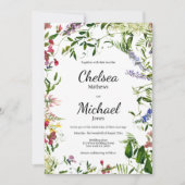 Botanische roze lila blauw munt bloemenbruiloft kaart (Voorkant)