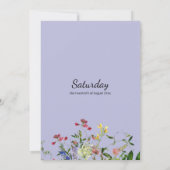 Botanische roze lila blauw munt bloemenbruiloft kaart (Achterkant)