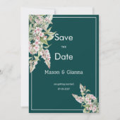 Botanische roze mauve groene bloem Save the Date Kaart (Voorkant)