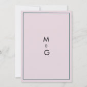 Botanische roze mauve groene bloemenbruiloft kaart (Achterkant)