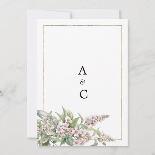 Botanische roze mint bloem boeket Save the Date Kaart (Achterkant)