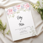 Botanische roze mint groen lila bloemenbruiloft kaart