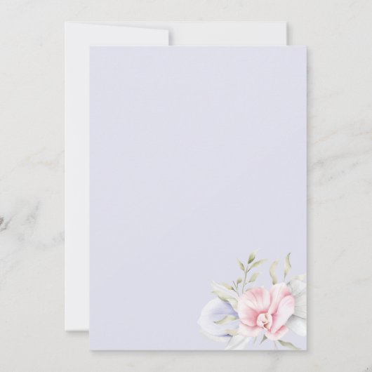 Botanische roze mint groen lila bloemenbruiloft kaart (Achterkant)